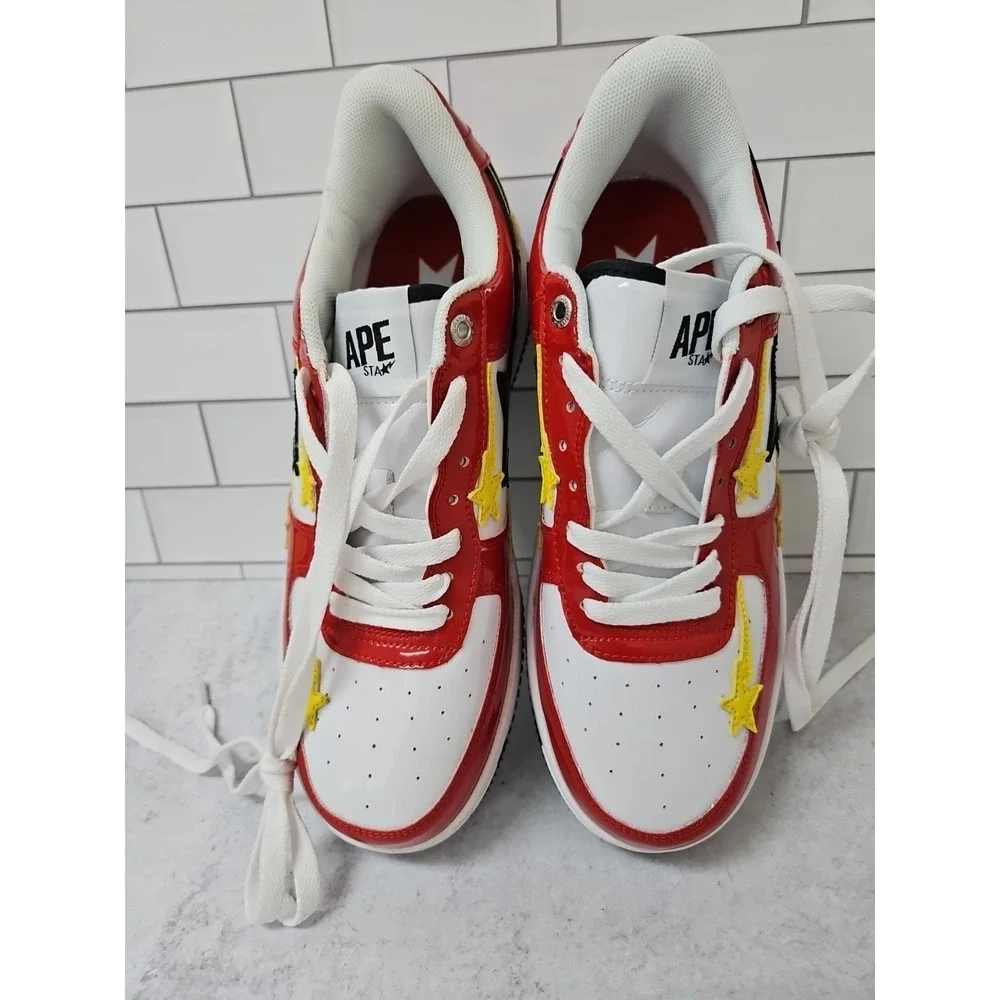 Indigo Studios Custom Bape Apesta Shoes Size 8.5  Red Yellow And White Colorway